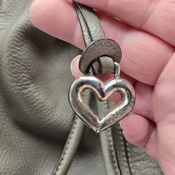 Brighton Gray Pebbled Leather Drawstring Bucket Purse with Shoulder Strap - Picture 10 of 16